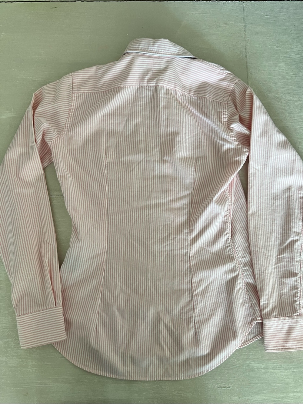 Ralph Lauren Women’s Size 4 Slim Fit Pink White Striped Button Down Shirt 100% - Picture 5 of 7